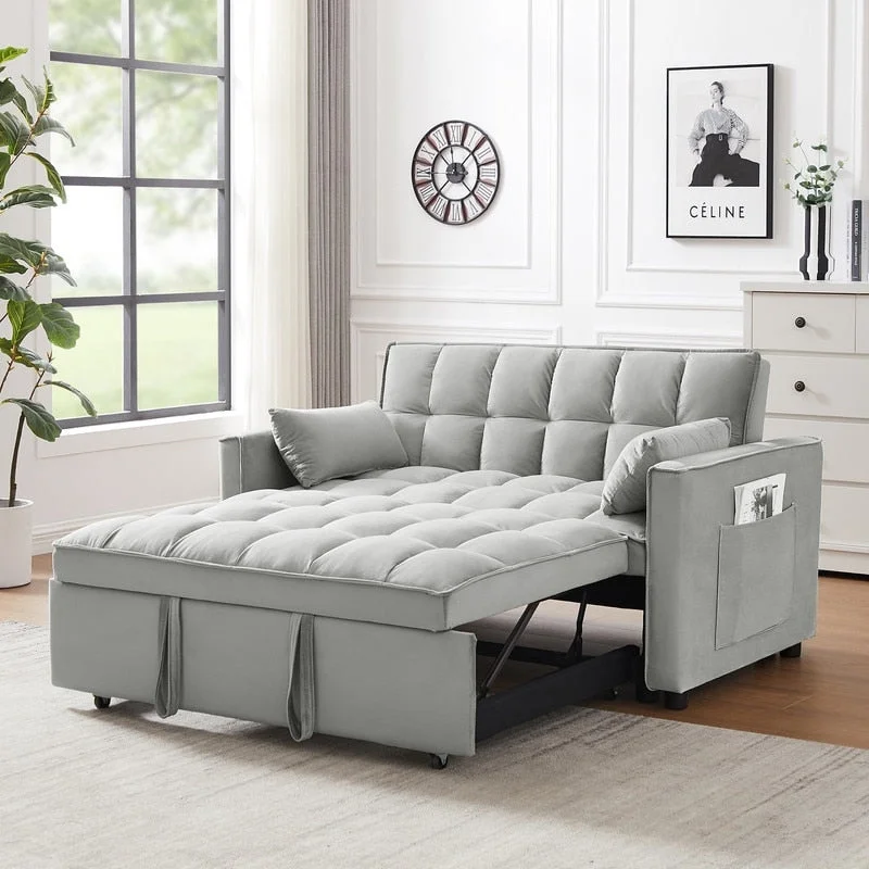 55-inch Multifunctional Velvet Sofa Bed for Living Room