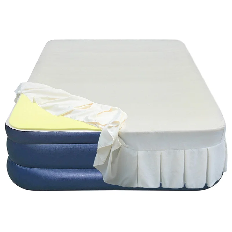 Airtek Full-size Flocked Top Airbed with 1-inch Memory Foam Topper and Skirted Sheet