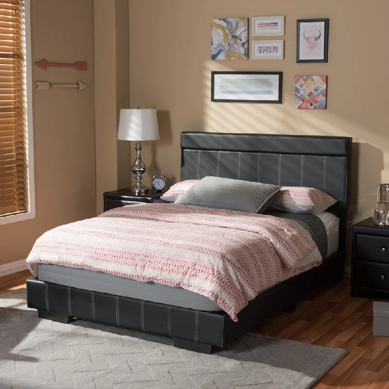 Baxton Studio Sousanna Modern and Contemporary Full Size Black Faux Leather Platform Bed