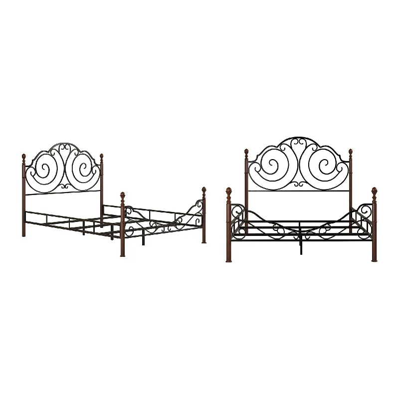 Cesky Graceful Scroll Bronze Metal Bed