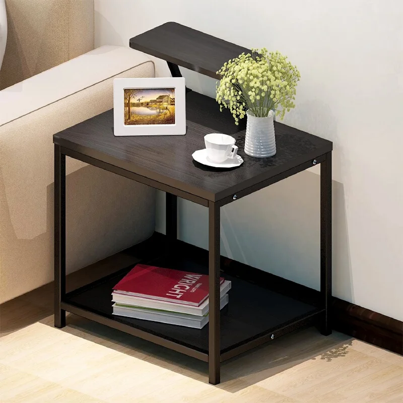 Consoles Side Table Wooden Side Table Small Bedside Table with Storage Shelf Metal Frame Coffee Table for Living Room Bedroom