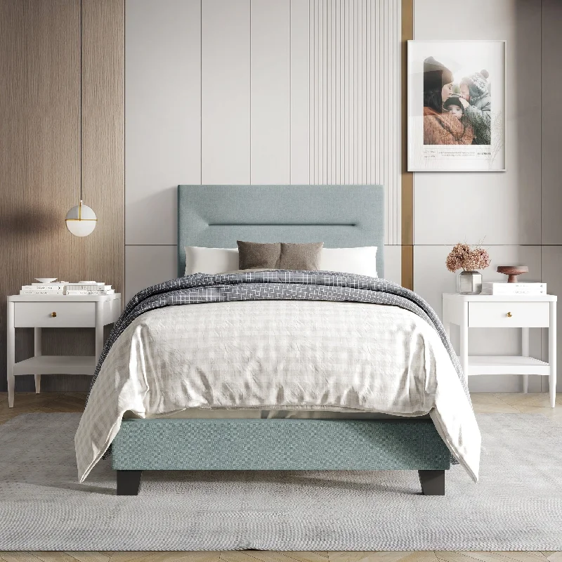 CraftPorch Simple and Clean Linen Upholstered Bed