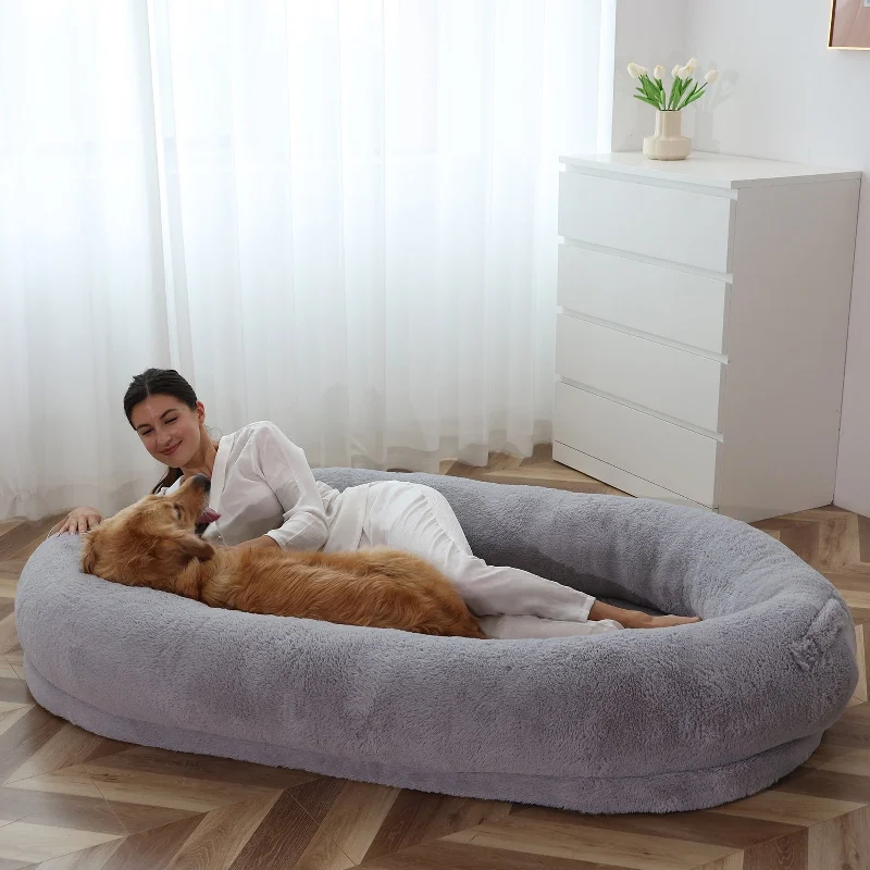 DoCred Oversized Washable Human Dog Bed with Removable Cover