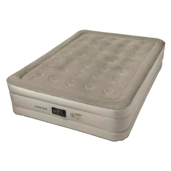 Insta-bed 18-inch Plush Top Queen Airbed with NeverFLAT Fabric Technology and Internal AC Pump