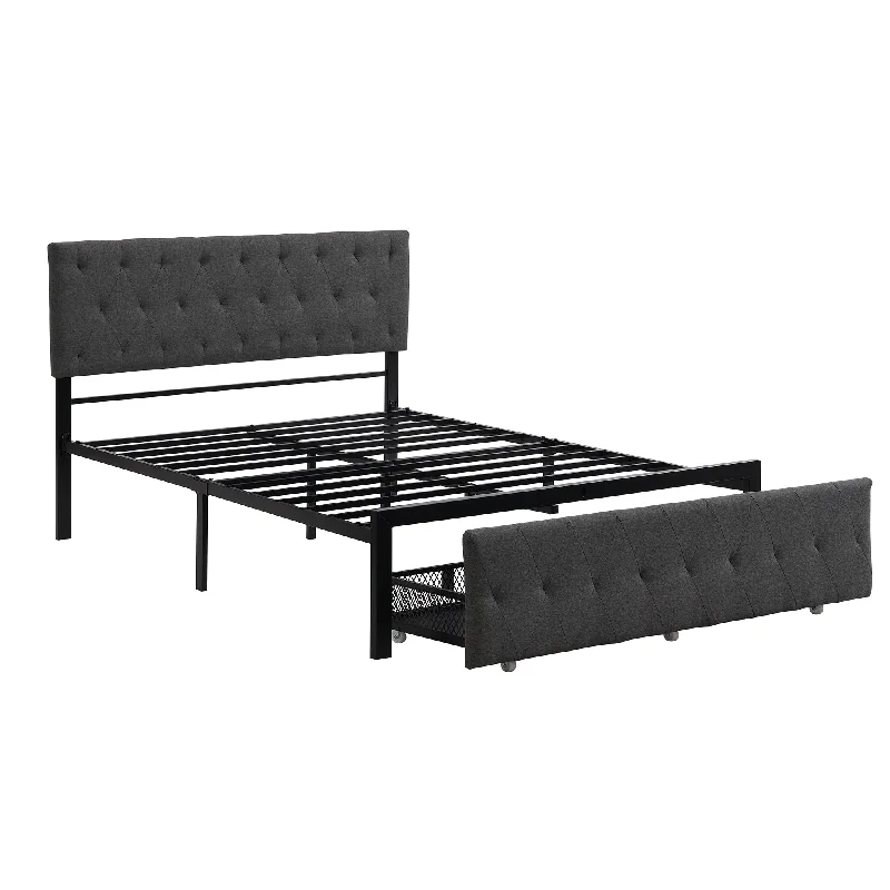 Storage Bed Metal Platform Bed with a Big Drawer