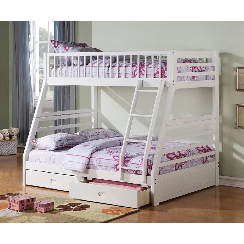 Twin/Full Bunk Bed in White for Adult and Children Used in Bedroom