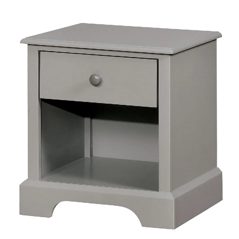 1 Drawer Transitional Wooden Nightstand with Open Compartment, Gray