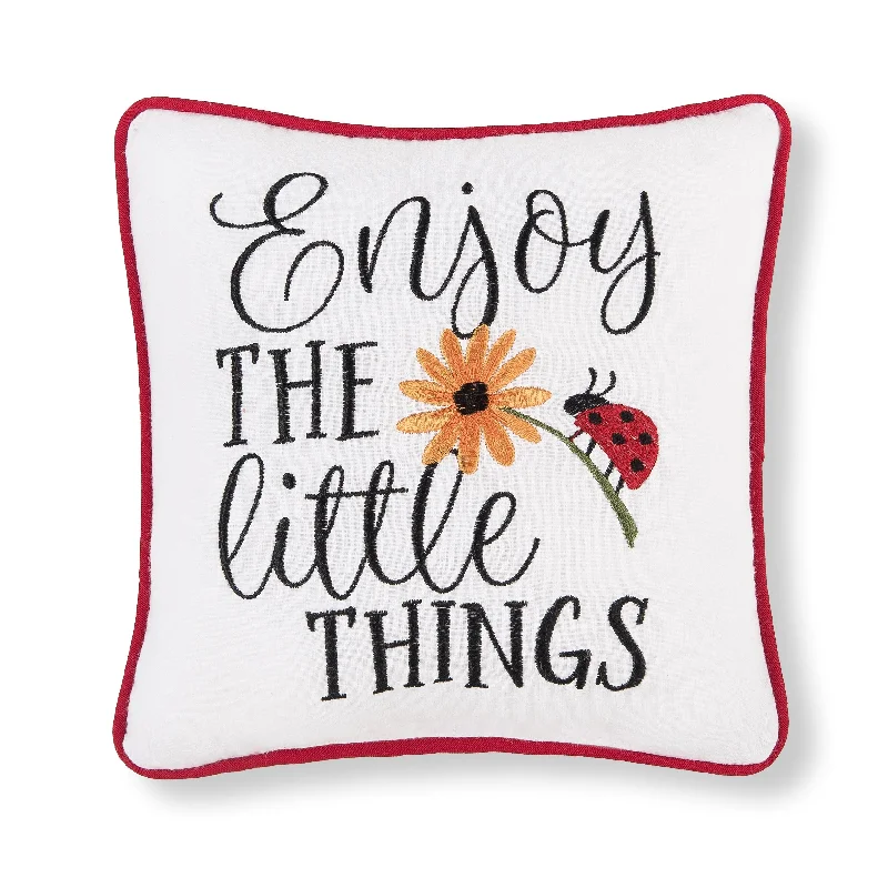 10" x 10" Little Things Ladybug Embroidered Throw Pillow