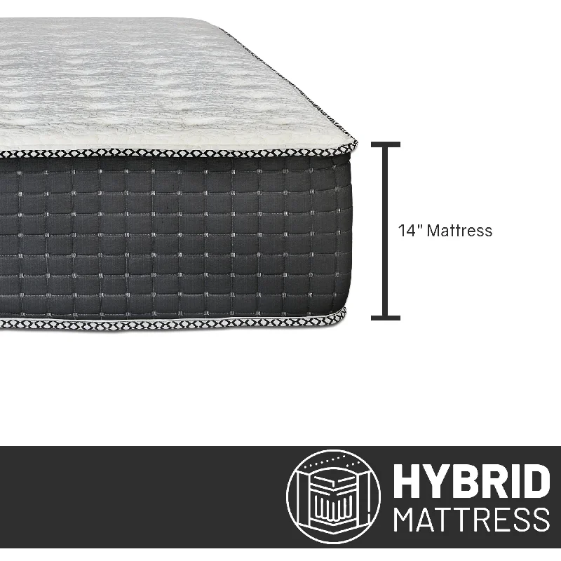 14" Luxury Foam Encased Hybrid Mattress, Strong Edge Support, High Density Foam, 2" Fluffy Quilted Top, Black