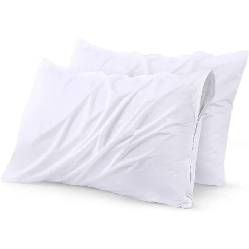 2 Pcs Waterproof Zippered Pillowcases Standard Size