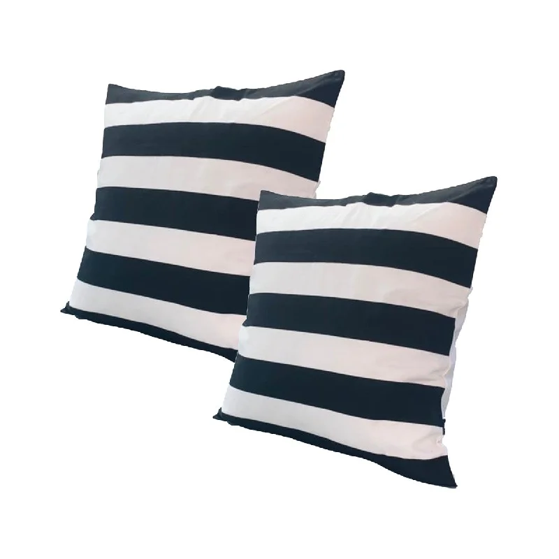 20 x 20 inch Square Accent Throw Pillows, 2-Piece Cotton Cushion with Black White Stripes Pattern