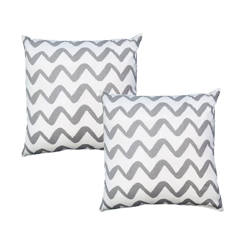 20 x 20 inch Square Accent Throw Pillows, 2-Piece Cotton Cushion with Gray White Chevron Pattern