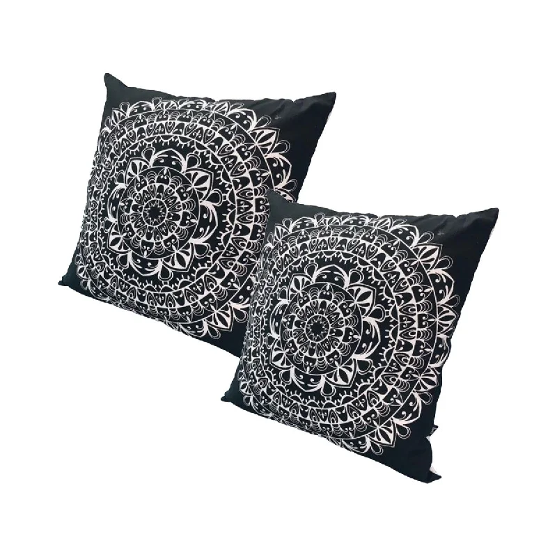 20 x 20 inch Square Accent Throw Pillows, 2-Piece Cotton Cushion with Mandala Design Pattern