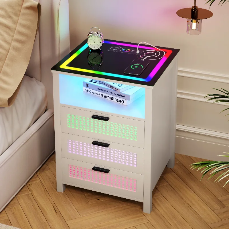 3 Drawer Nightstand With Light