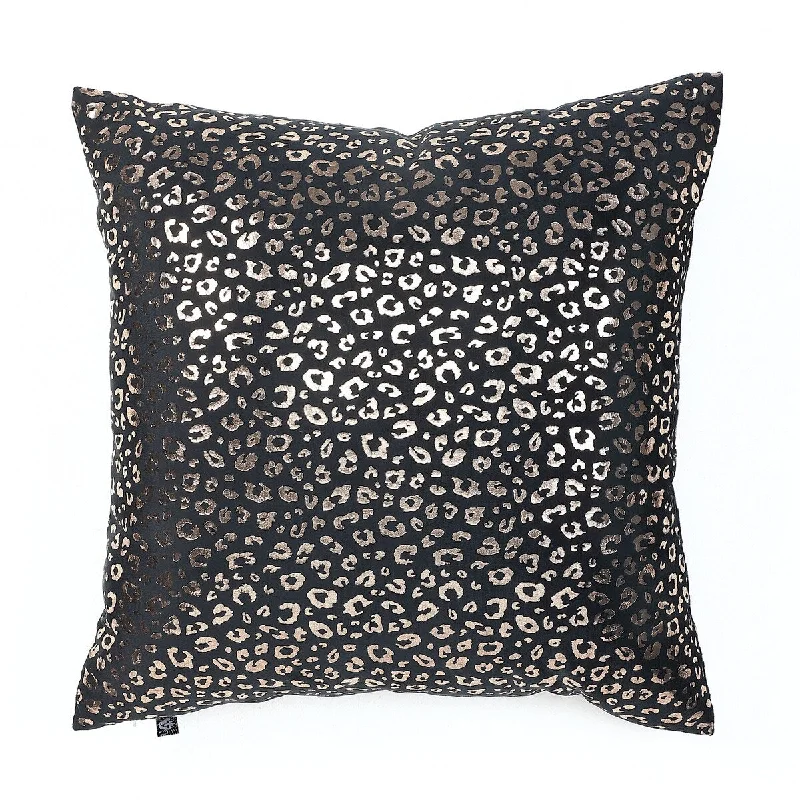 Anne Klein Leopard Print 20x20 Decorative Pillow, Black/Gold