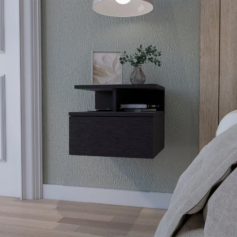 Augusta Floating Nightstand with 2-Tier Shelf and 1-Drawer