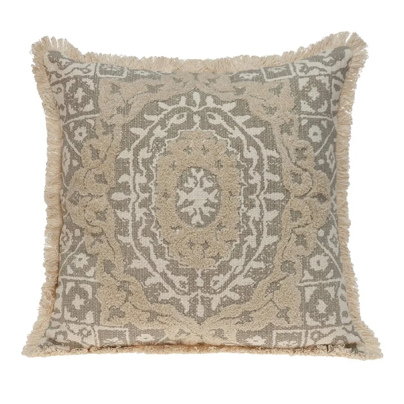 Boho Garland Beige and Khaki Decorative Accent Pillow