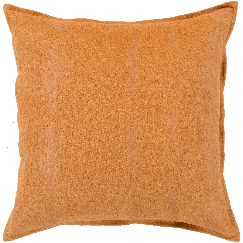 Carson Carrington Tastebol Orange Solid Chenille Throw Pillow (22" x 22")