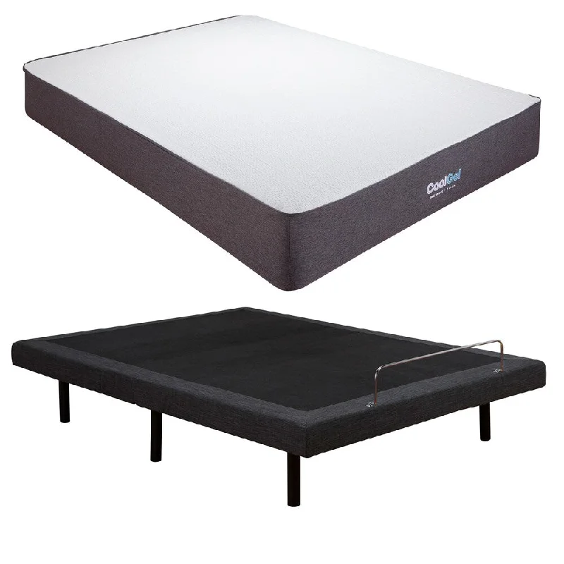 Classic Brands Dahlia 10.5-Inch Gel Memory Foam Mattress and Adjustable Bed Set