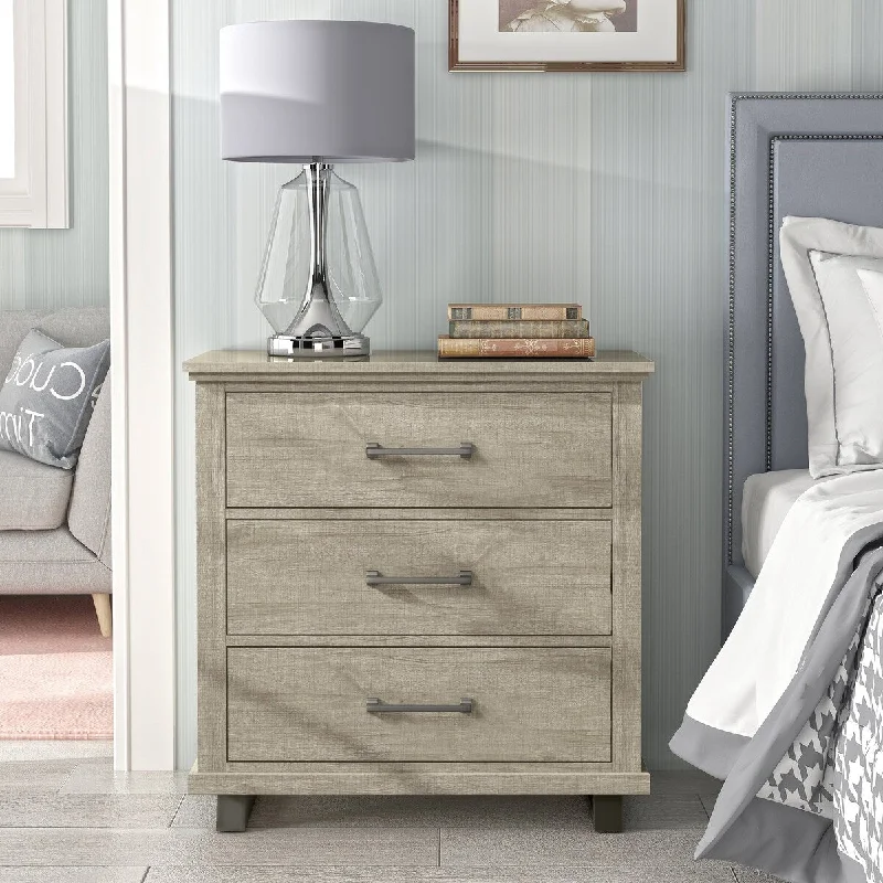 Contemporary 32" Wide Nightstand with 3 Drawers