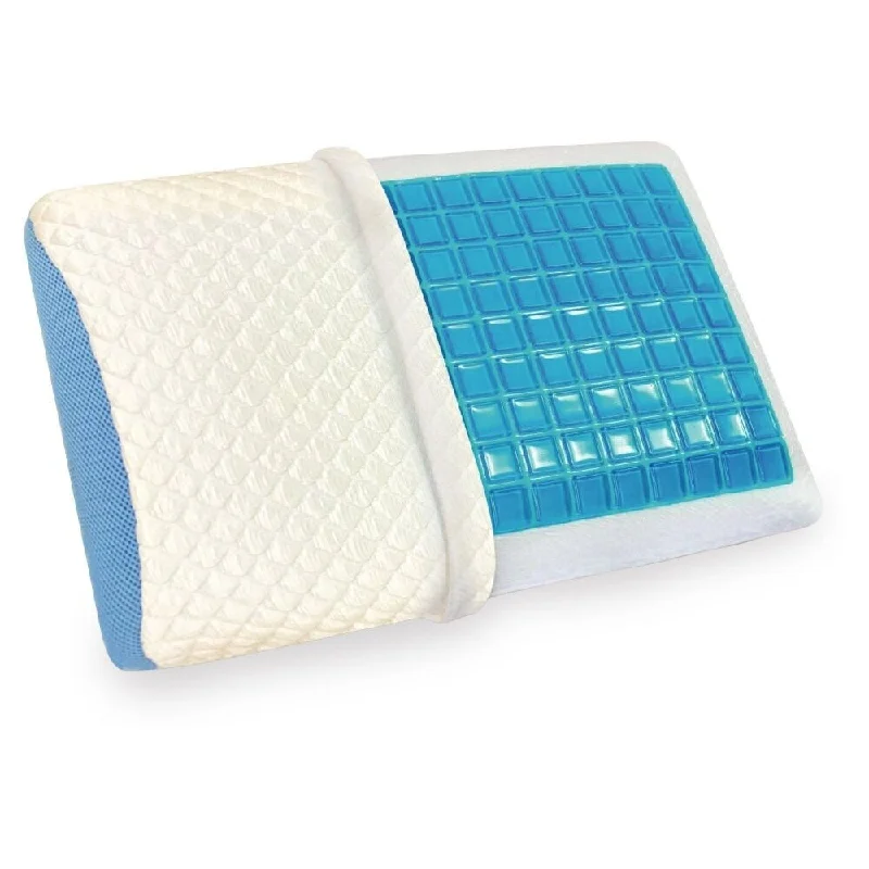 Cool Touch Memory Foam Pillow with Gel - White/Blue