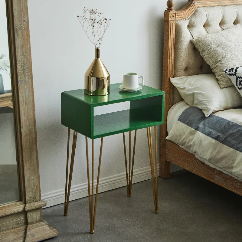 COZAYH Modern Contemporary Nightstand, Metal Haripin Legs