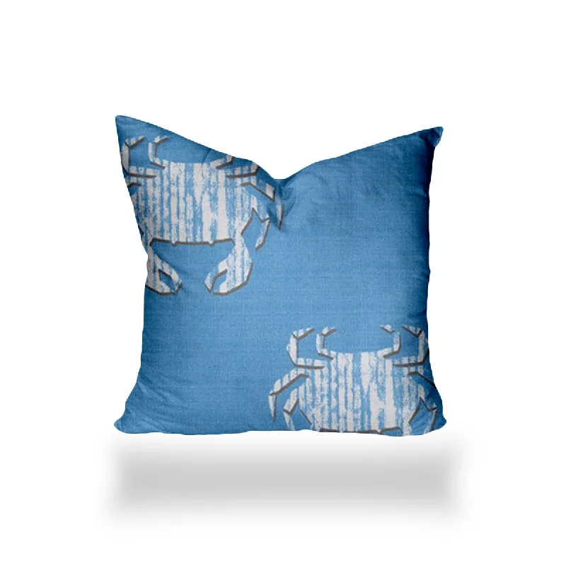 Crab pattern sewing closed pillow, 12x12 - Blue