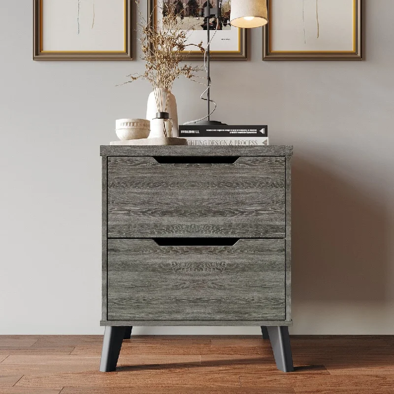 CraftPorch Chic and Vintage Wooden Nightstand with 2 drawers