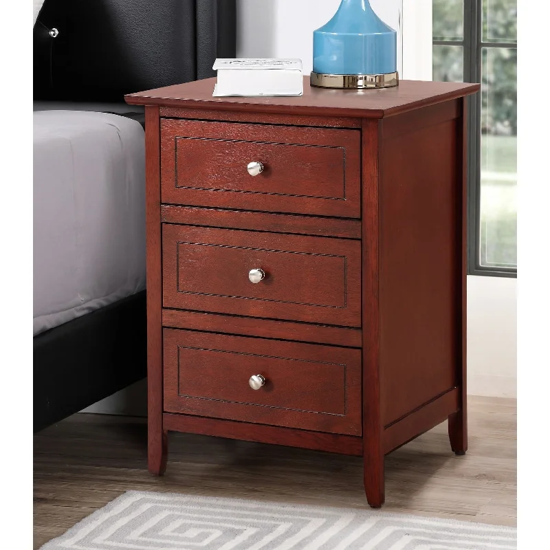 Daniel 3-drawer Transitional Wooden Nightstand, 25" H x 15" W x 19" D