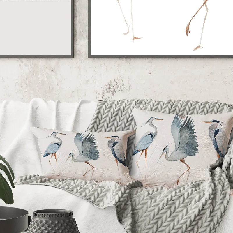 Designart 'Heron Birds II' Traditional Printed Throw Pillow