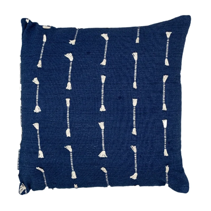 Elegant Dark Blue Cotton Pillow for Sofa from Parkland Collection (18" x 18") - Beige