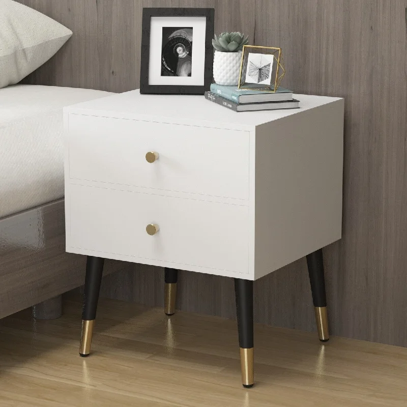 FUFU&GAGA 2-Drawer Nightstand With Metal Legs