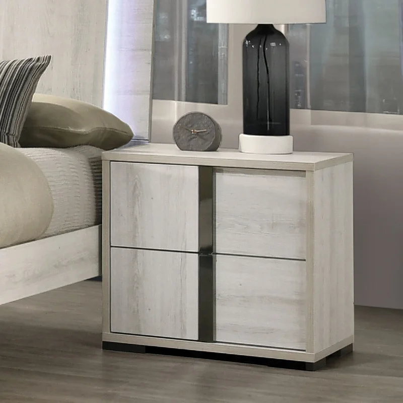 Furniture of America Eltering Contemporary Washed White 2-Drawer Nightstand