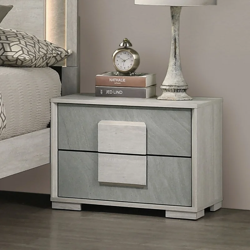 Furniture of America Jonnick Contemporary Two-tone Washed White 2-Drawer Nightstand