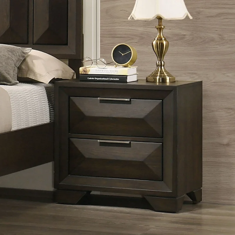 Furniture of America Uppon Transitional Espresso Wood 2-Drawer Nightstand