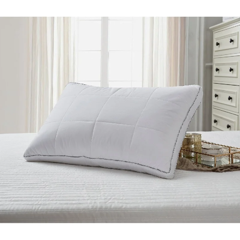 Hotel Grand Quilted White Goose Feather And Down Compartment Pillow (Set of 2)