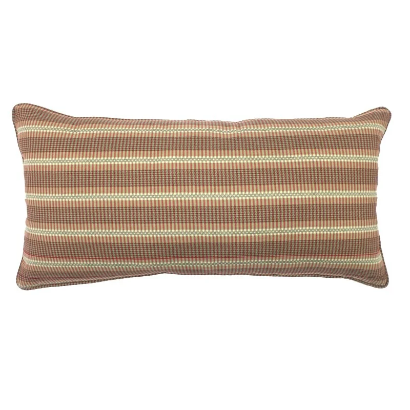 Jiti Indoor Cotton Jacquard Striped Green Decorative accent Rectangle Lumbar Pillow 12 x 24