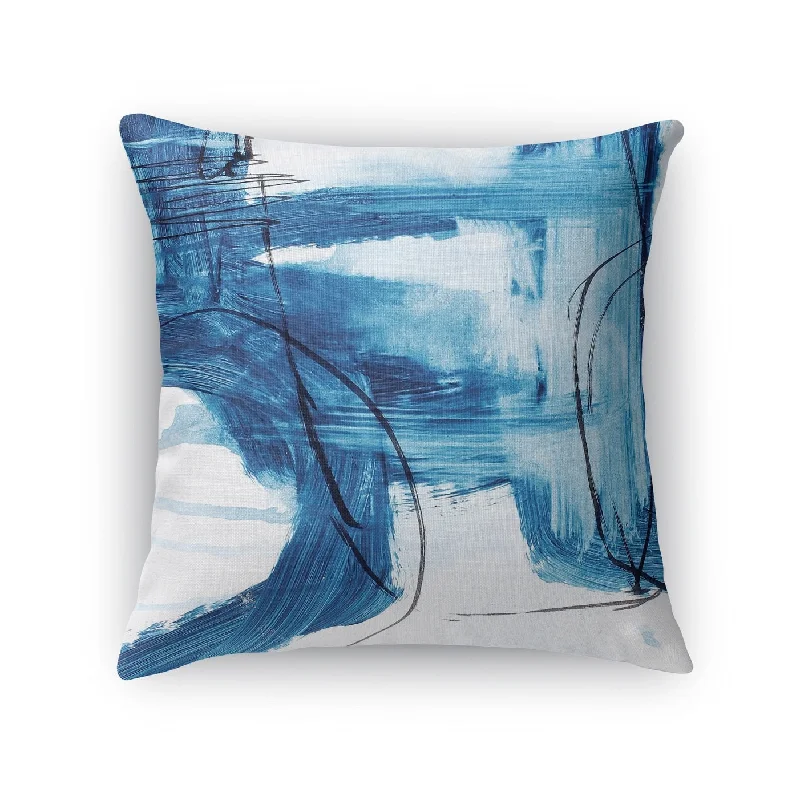 Kavka Designs Ivory/Blue Abstract Accent Pillow with Insert