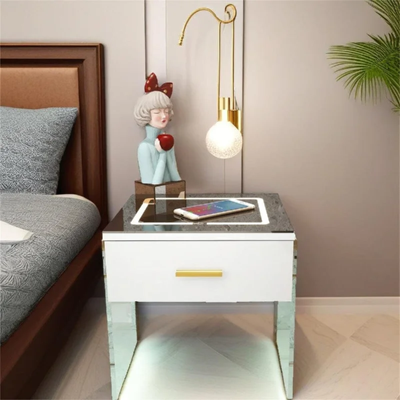 LED Nightstand with Wireless Charging Station and 16 Color Light