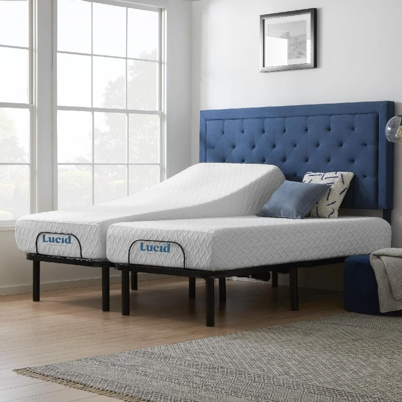 Lucid Comfort Collection 10-inch Gel Memory Foam Mattress and Standard Adjustable Bed Set