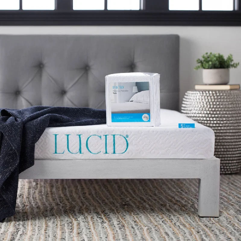 LUCID Comfort Collection 5-inch Gel Memory Foam Mattress with Waterproof Protector