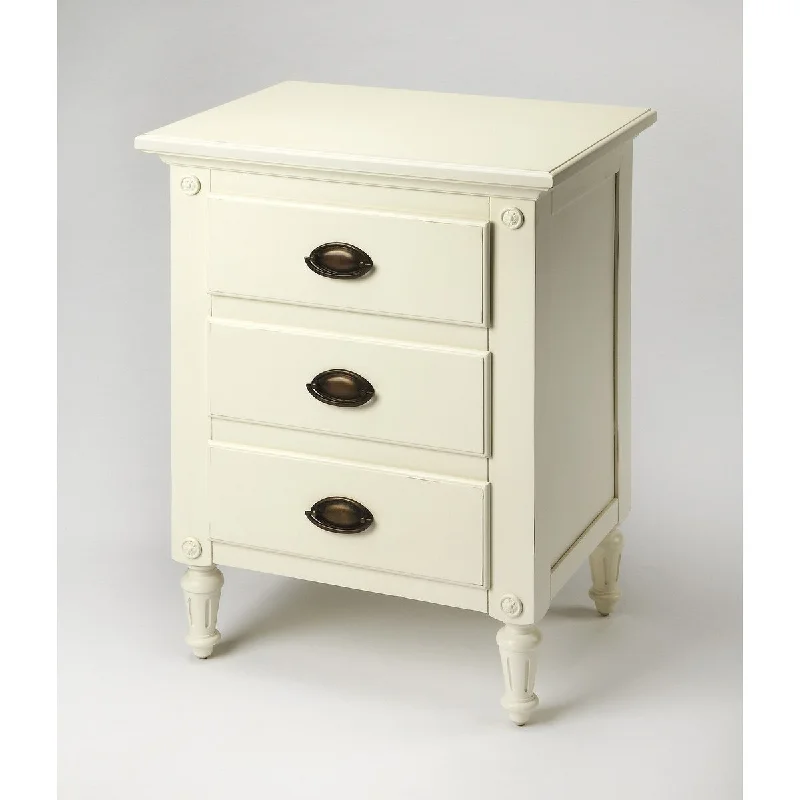 Mahogany White 3 Drawer Nightstand