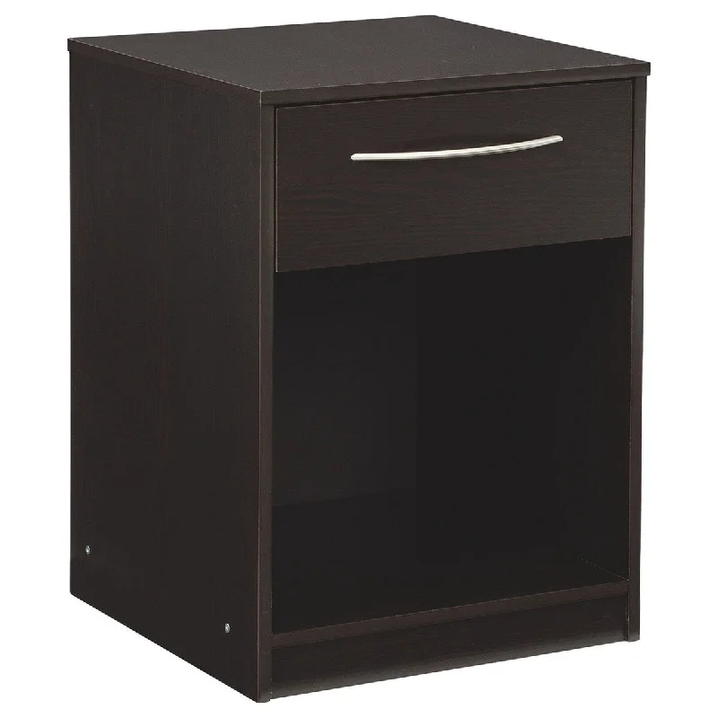 Maya 22 Inch Modern Nightstand, 1 Compartment, 1 Gliding Drawer, Wood, Gray