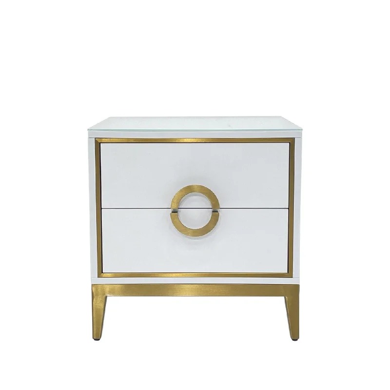 MDF Night Stand with Matte Gold Frame