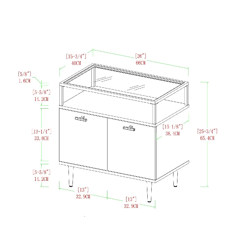 Middlebrook Designs 2-Door Glass Top Nightstand