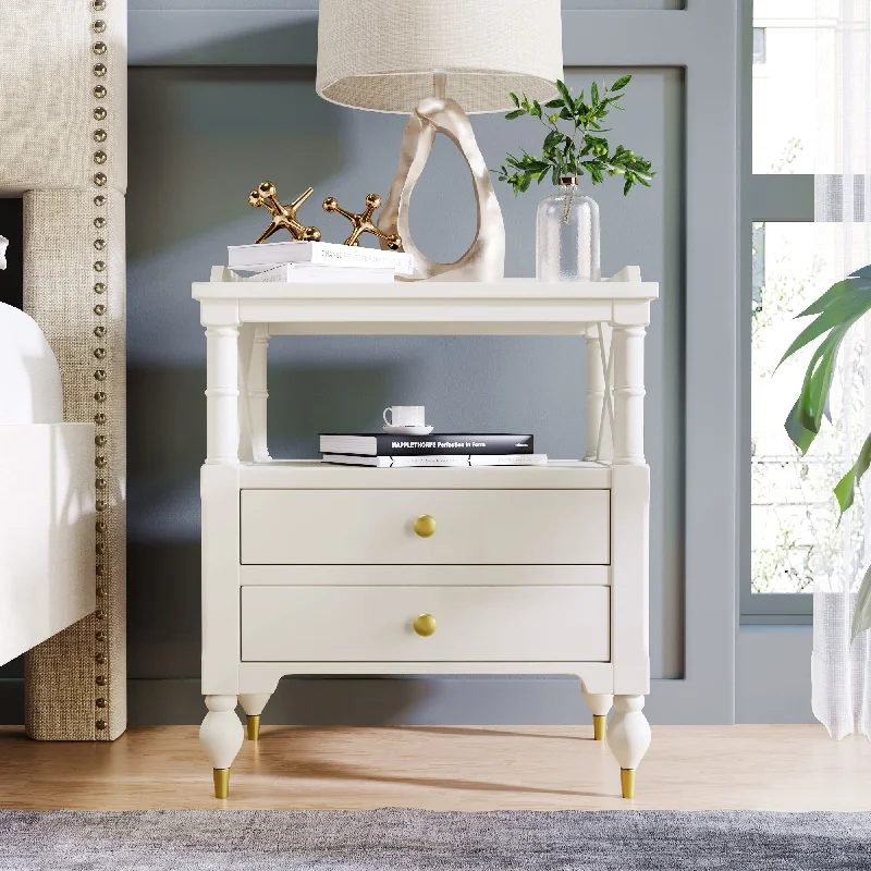 Modern Wooden Nightstand with Two Drawers