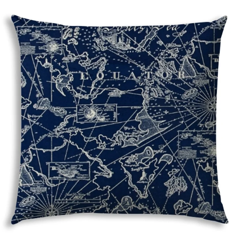 Navy multi -line map pillow