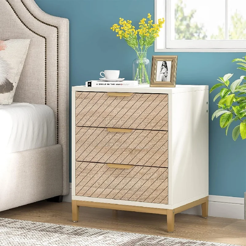 Night Stands for Bedrooms, Nightstands with 3 Drawers for Living Room