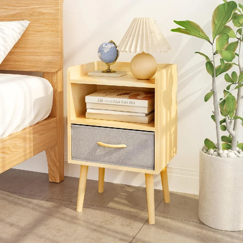 Nightstand With Collapsible Fabric Drawer