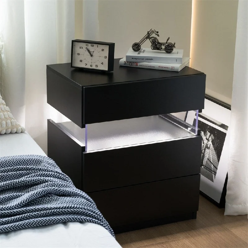 Nightstands with LED and 3 Drawer